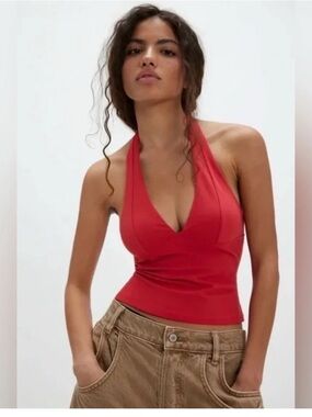 Free People Red Still Here Halter top